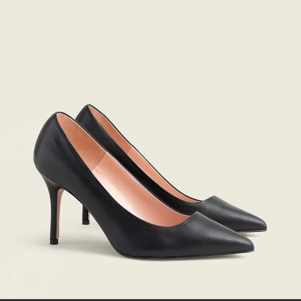 NEW J.Crew Black Leather Elsie Heel - Size 7.5 - Made in Italy